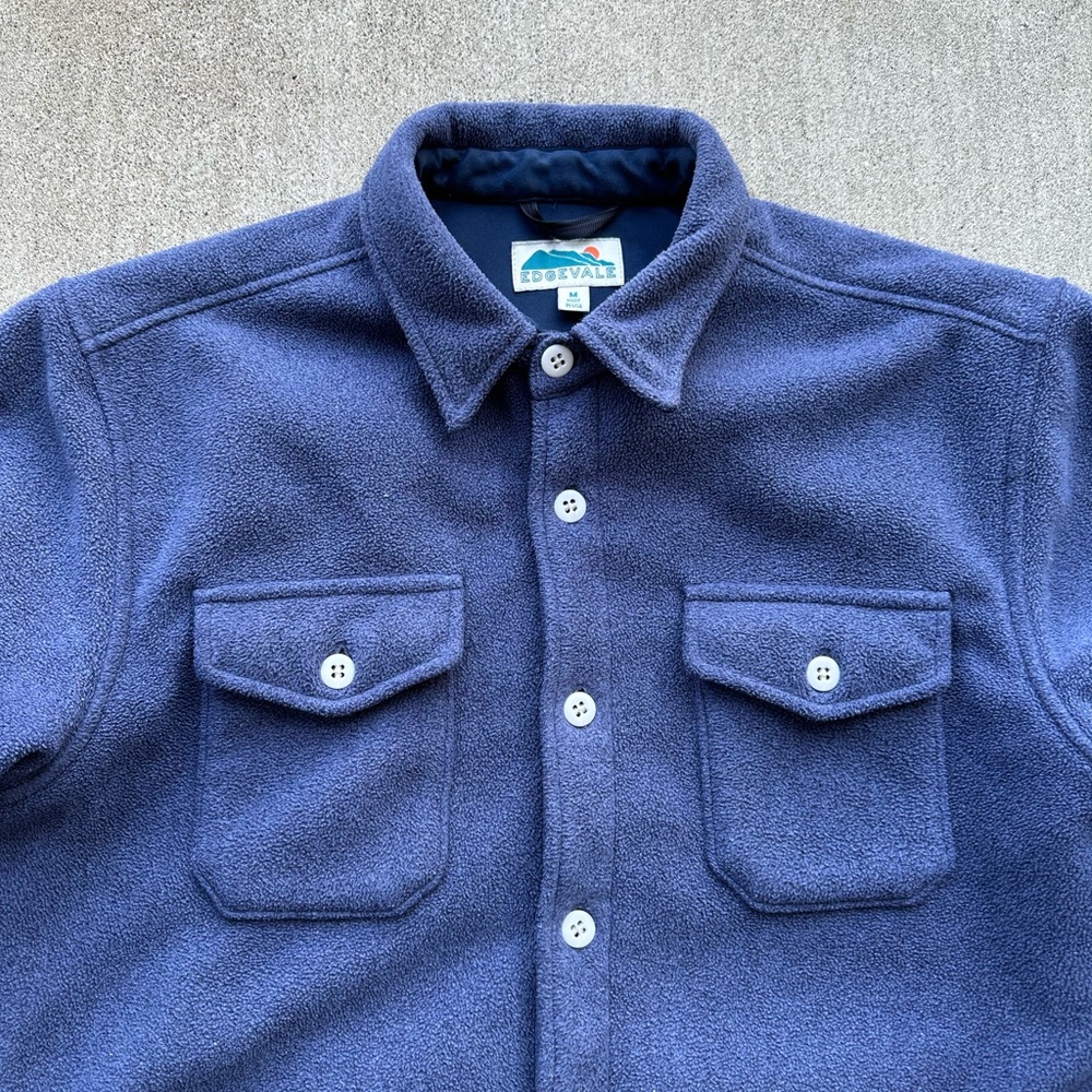 Edgevale Fleece Jack Shirt Men Size Medium Blue Outdoor Shaket - Picture 2 of 7